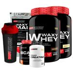 KIT  2x Whey Protein Waxy Whey 900g + Bcaa +  Creatina + Waxy Maize + Coqueteleira  Bodybuilders