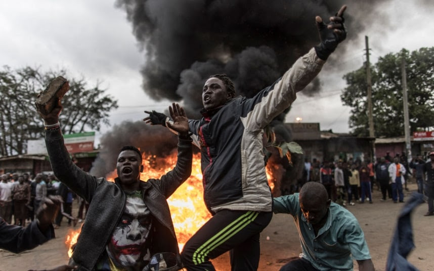 Protesters on the streets of Nairobi yesterday