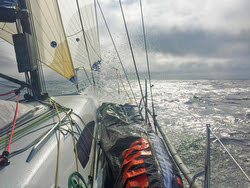 J/111 BLUR sailing fast to Fastnet Race finish at Plymouth, England