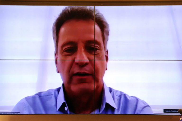 76ª Reunião Técnica por Videoconferência - O Retorno das Atividades do Futebol Brasileiro na pandemia da Covid-19. Presidente do Clube de Regatas Flamengo, Rodolfo Landim