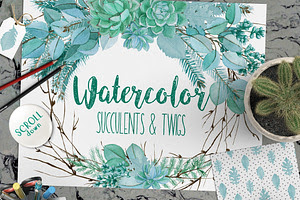 Wedding Watercolor Succulent Set