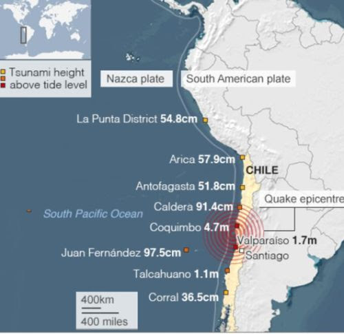 Location of Chile earthquake