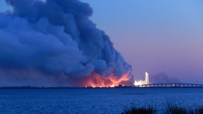 Unmanned Antares rocket explodes upon liftoff in Virginia
