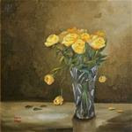 Yellow Roses Daily Still Life Painting by Patty Ann Sykes - Posted on Wednesday, April 15, 2015 by Patty Sykes