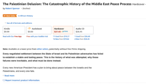 Days after release, The Palestinian Delusion is “#1 Best Seller in African History” (Yes, “African History”)