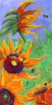 BUMBLING -  An original painting of Sunflowers and Bumble Bee's - Posted on Thursday, January 8, 2015 by Sue Furrow