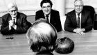 Taoiseach Albert Reynolds in talks with the SDLP  in 1992, (from left):  deputy leader Seamus Mallon MP, leader John Hume and Eddie McGrady MP at Government Buildings. Photograph: Matt Kavanagh/The Irish Times