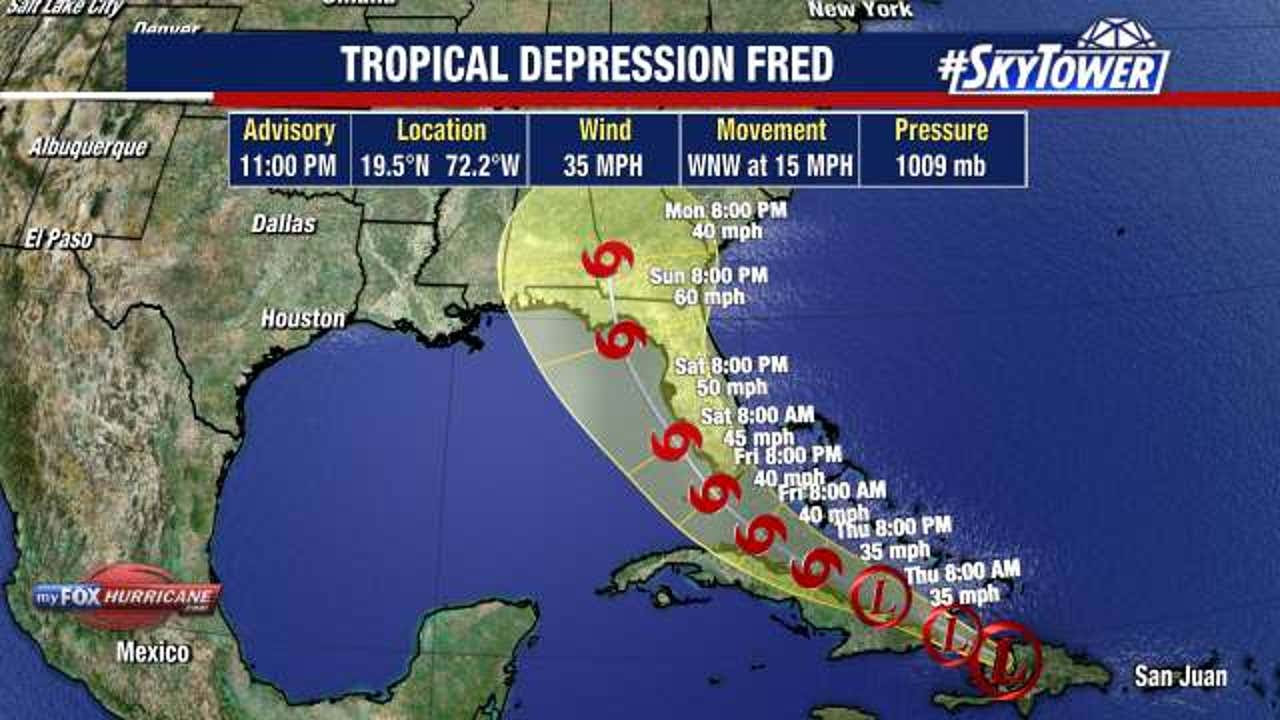 Fred is now a tropical depression. Will it remain a depression as it hits Florida?