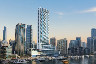 The exterior of the new Vida Dubai Marina and Yacht Club