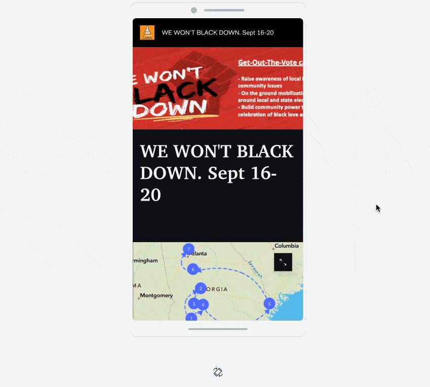 How the Black Voters Matter content appears on a phone.