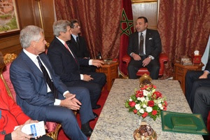 Click photo to download. Caption: U.S. Secretary of State John Kerry and 
U.S. Secretary of Defense Chuck Hagel meet with King Mohammed VI of Morocco 
at the Moroccan Ambassador to the United States' residence in Washington, 
D.C., on November 20, 2013. Credit: U.S. Department of State.