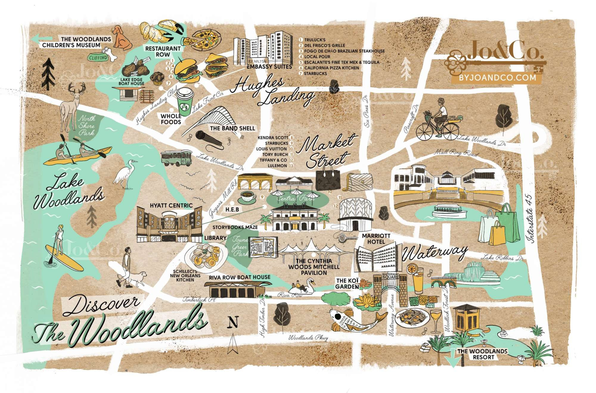 map of the fun stuff to do in the woodlands