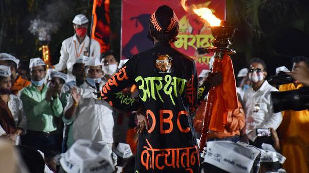 People taking out a rally over the Maratha reservation issue in Mumbai on November 7 last year. 