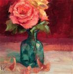 Tea Rose in Turquoise vase - Posted on Saturday, March 28, 2015 by Krista Eaton