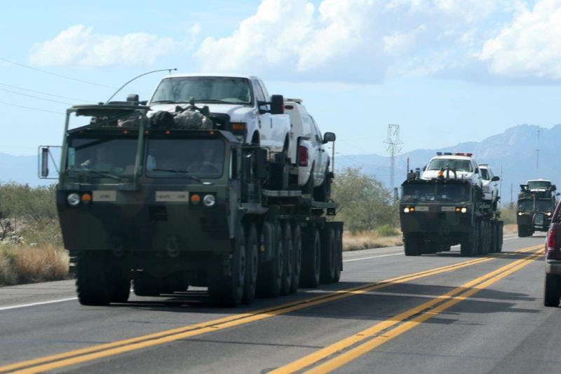 Members Of The Arizona National Guard Transported Border Patrol Vehicles From Ajo To Tucson Ariz