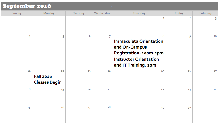 Lifelong Learning at Immaculata: LLI CALENDAR