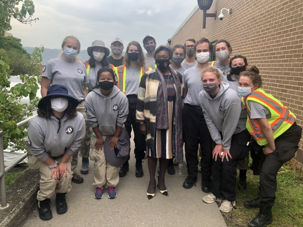 The Majority Leader saying goodbye to the extraordinary young volunteers with Americore who had been stationed at the Armory in Yonkers since the pandemic began.
