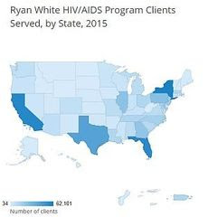 Ryan White HIV/AIDS Program clients served by state, 2015