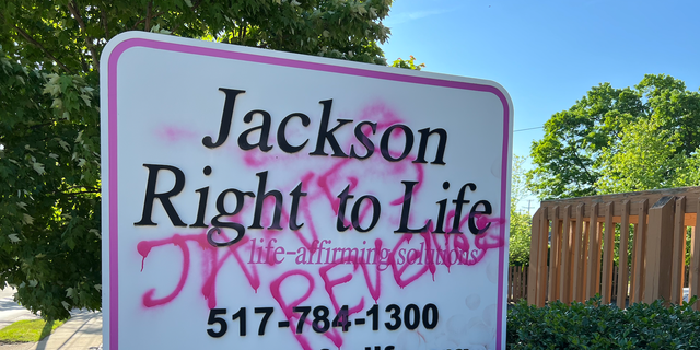 Jackson Right to Life sign that appeared to be vandalized by Jane's Revenge. 