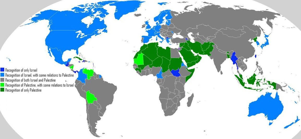 Which countries recognize Israel, Palestine, or both