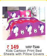 Kids Cartoon Print Bed Sheets with Pillow Covers