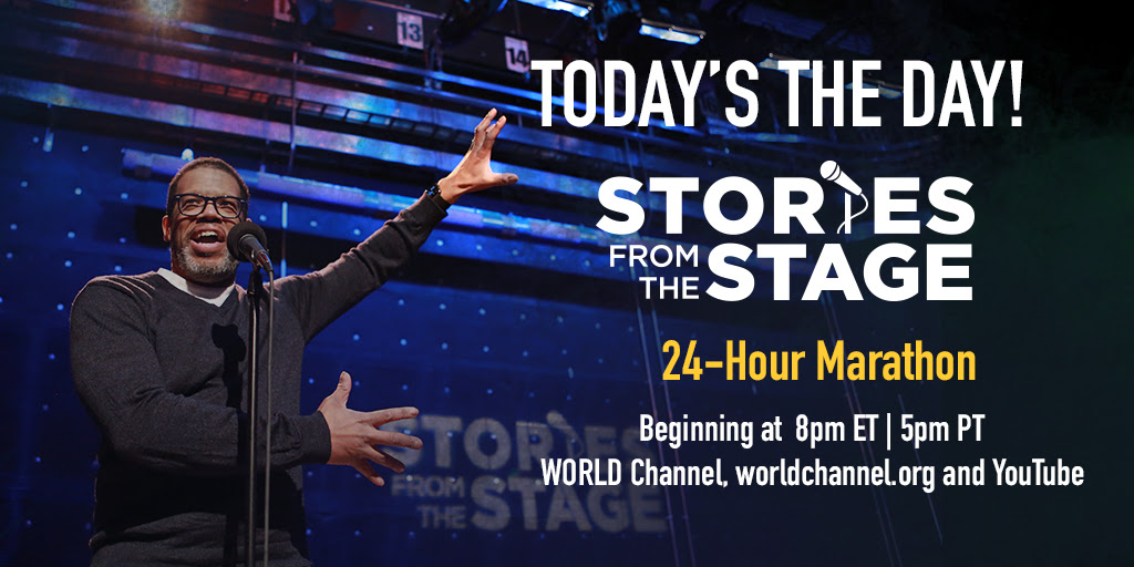 Eight storytellers on stage. Eight storytellers on stage.