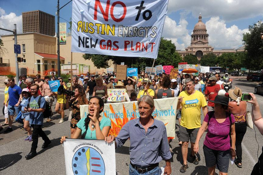 A march was held in Austin this week to show solidarity with the People's Climate March in New York City.