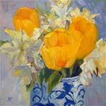 Yellow Tulips in Blue and White Porcelain - Posted on Wednesday, February 4, 2015 by Jean Fitzgerald