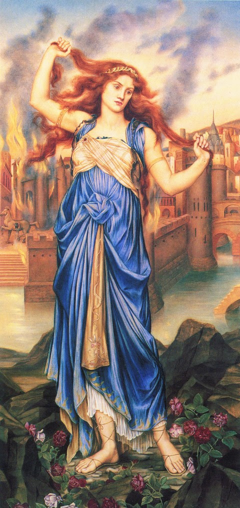 Bức họa về Cassandra, nữ tiên tri huyền thoại của thành Troy, con gái của Vua Priam và Hoàng hậu Hecuba. Tranh tô màu bởi Evelyn DE Morgan, khoảng năm 1898. (Nguồn: Wikimedia Commons)