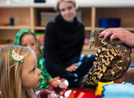 Kids meeting a snake