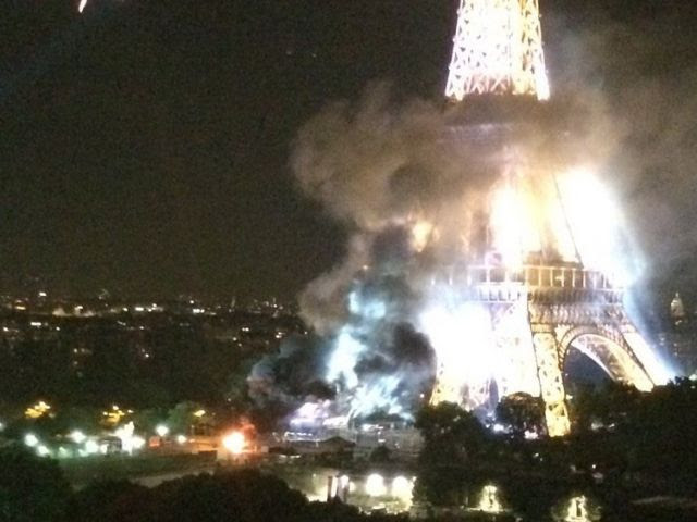 Eiffel Tower Engulfed in Flames Following Today's Terrorist Attack (Video)