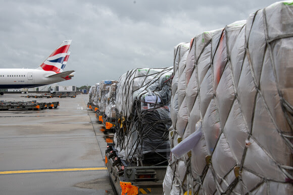 India relief flight pallets