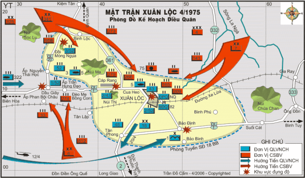 Phóng Ä á»“ Kế Hoạch Ä iá» u Quân Mặt Tráºn Xuân Lá»™c (Trần Ä á»— Cẩm) (Tại mặt tráºn Ngã ba Dầu Giây, chÃnh xác là Chi Ä‘oà n 2/5/TK cá»§a Ä áº¡i úy VÅ© Ä Ã¬nh Lưu)