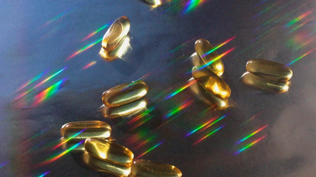 Vitamin D tablets on a table