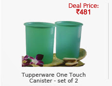 Tupperware One Touch Canister - 1.3 litre - set of 2 - green colour