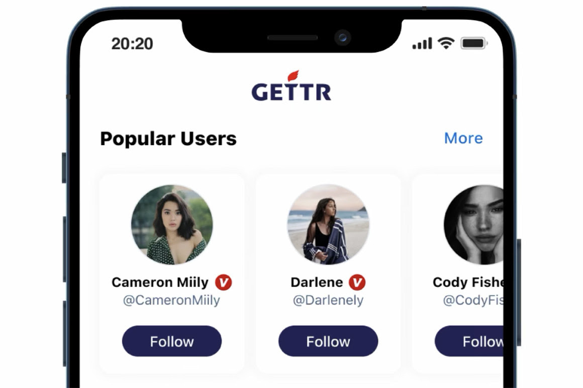 A screenshot of the social media platform GETTR