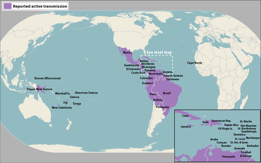 Zika active transmission map