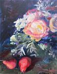Red D'Anjou Pears and Flowers - Posted on Sunday, February 1, 2015 by Azhir Fine Art