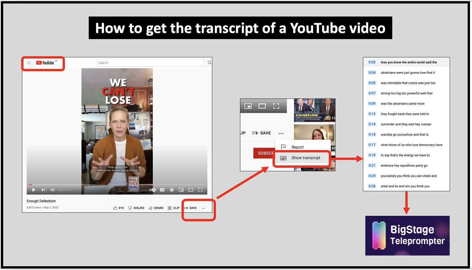 How to get the transcript of a YouTube video