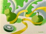 Mark Adam Webster - Abstract Geometric Still Life With Fruit Painting in Green - Posted on Tuesday, March 31, 2015 by Mark Webster