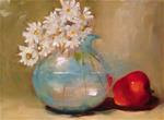 Daisies In Green Glass With Apple - Posted on Friday, December 5, 2014 by Dorothy Woolbright