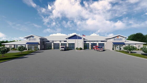 Rendering of the new EMS Station 1 & Kill Devil Hills Fire Department Station 14 facility.