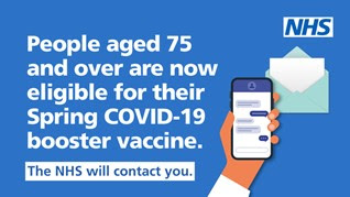 Infographic stating that people aged 75 and over are eligible for their COVID-19 spring booster