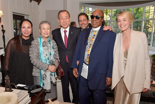 Ban Ki-moon, Brett Ratner, Stevie Wonder, Sharon Stone