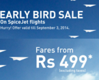 Spicjet early bird sale : Fares from Rs.499