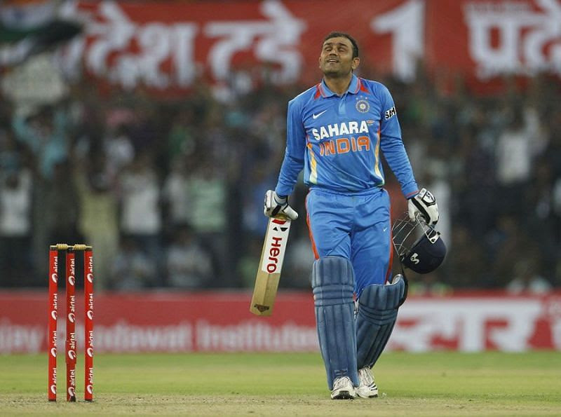 Virender Sehwag played an unbelievable 219 runs inning against West Indies in 2011.