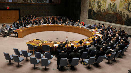 Los miembros del Consejo de Seguridad en la sede de la US en Nueva York, EE. UU., 28 de febrero de 2019.