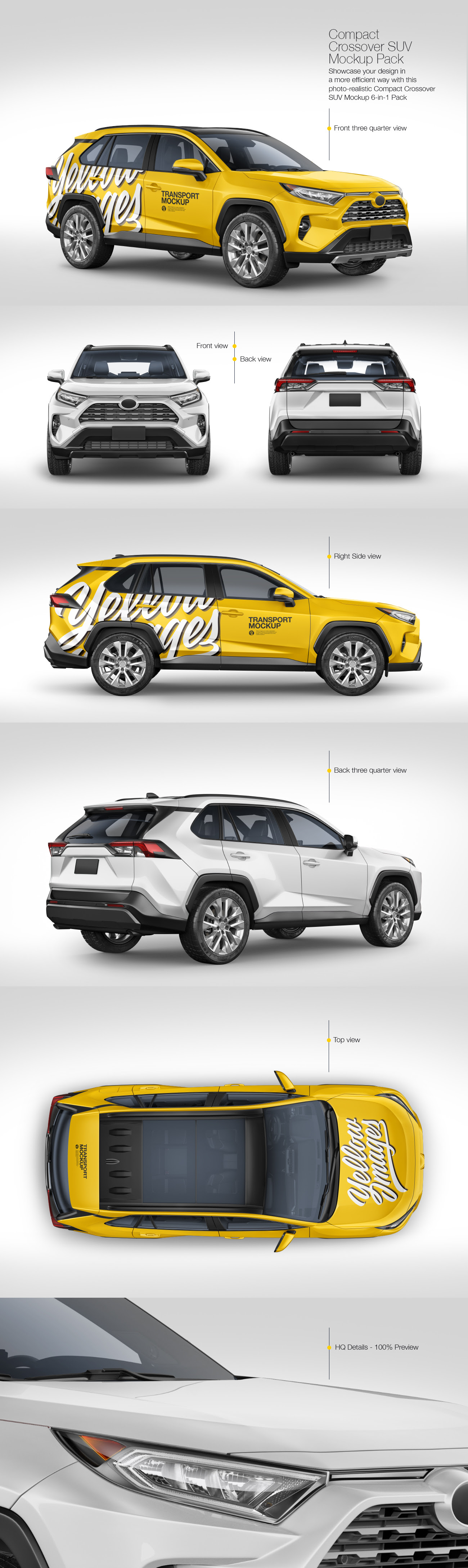 Compact Crossover SUV Mockup Pack in Handpicked Sets of Vehicles on