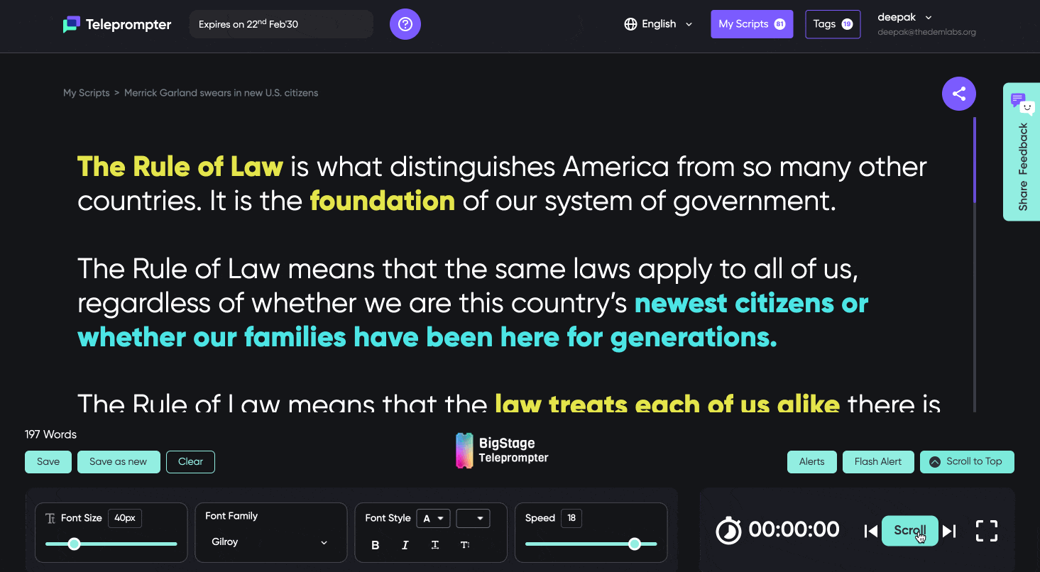 Attorney General Merrick Garland comments on the importance of Rule of Law to America.
