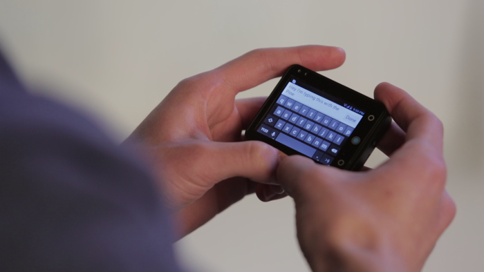 Typing on the Pine is as easy as typing on a regular smartphone.